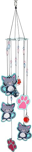 Spoontiques Carillón de viento para gatos, decoración de jardín al aire libre, campanillas decorativas para decoración de patio, jardín, patio