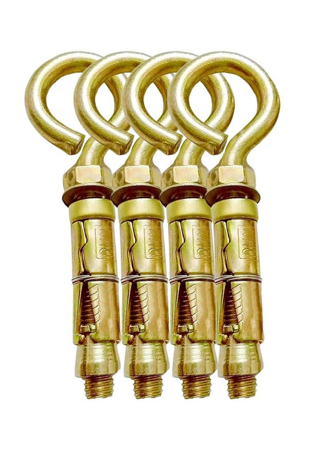 Swing Anchor Fasteners Hook for Hanging Swing 10 mm Metal Gold 4 Pieces