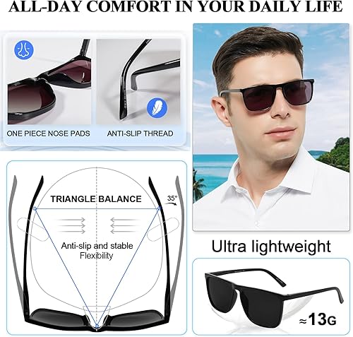 Miniatura 4 de MARE AZZURO Gafas de sol de lectura grandes cuadradas para hombre, para exteriores, 1.0, 1.25, 1.5, 1.75, 2.0, 2.25, 2.5, 2.75, 3.0, 3.5, 4.0