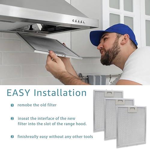 Miniatura 2 de W10169961A Filtro de campana extractora de repuesto para Whirlpool Kitchen Aid Filtro de aluminio de 10.5 x 12 pulgadas, reemplaza W10169961