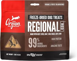 Grain Free High Protein Freeze Dried Dog Treats Regional Red Recipe 1.5oz Bag