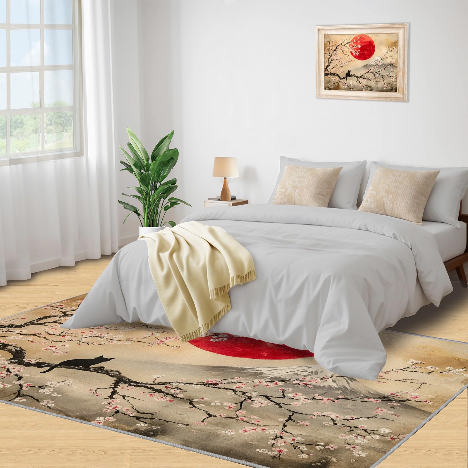 Tapis japonais lavable pour salon, chambre à coucher, salon, bureau, bureau, 180 x 240 cm
