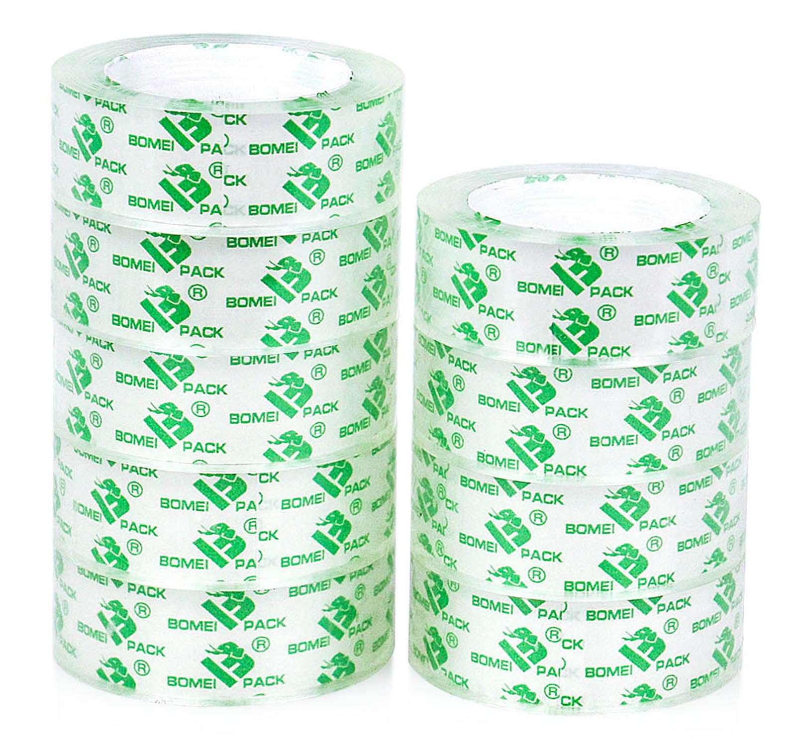 BOMEI PACK 9 Rolls Stationery Tape Easy Tear Transparent Office Small Wrapping Tape 18 mm x 33 m Sticky Presents wraping School Home DIY Craft Sealing Letter Labeling