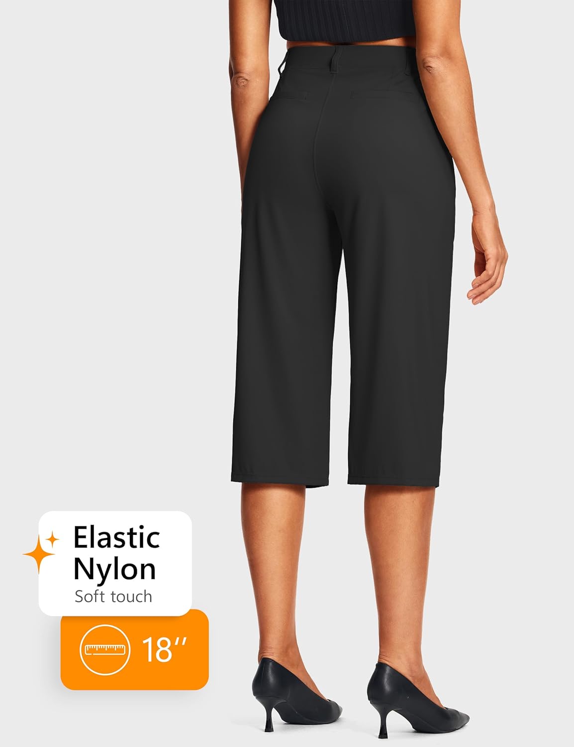 18'' Capri Pants for Women Pull On Women's Capris Stretch Summer Work Business Casual with Pockets Relaxed Fit - Image 3