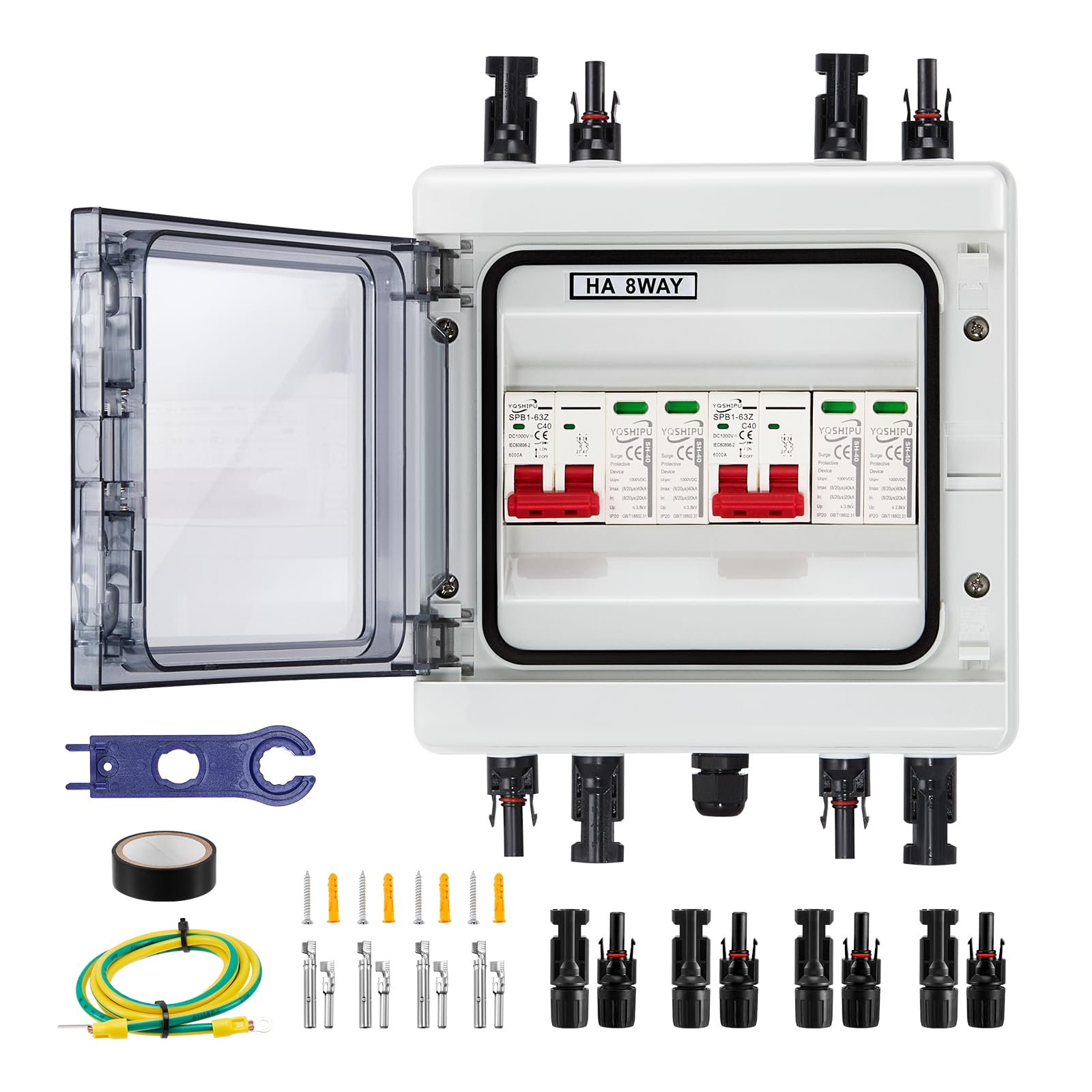 Caja de combinador solar con protección contra sobretensiones de protección de múltiples capas PV DC 40A 1000V Interruptor de aislador IP65 Gestión de energía solar impermeable
