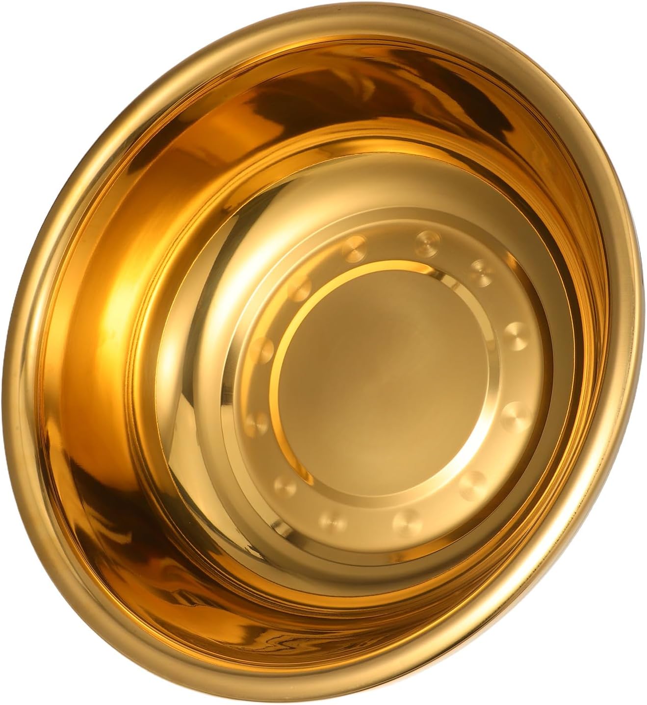 Lurrose Thickened Large Stainless Steel Basin Metal Mixing Bowl Kitchen Vegetable Wash Basin for Home Use Gold Color