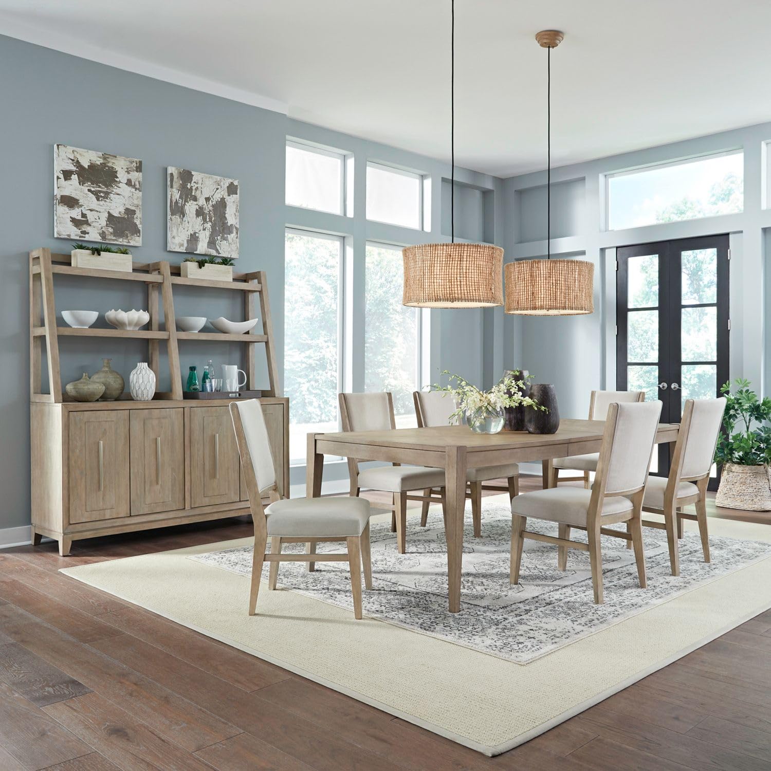Liberty Furniture Brentwood 7 Piece Rectangular Table Dining Room Set Contemporary 6 Upholstered Chairs by LIBERTY FURNITURE INDUSTRIES, INC. – Model 789-DR-7RLS