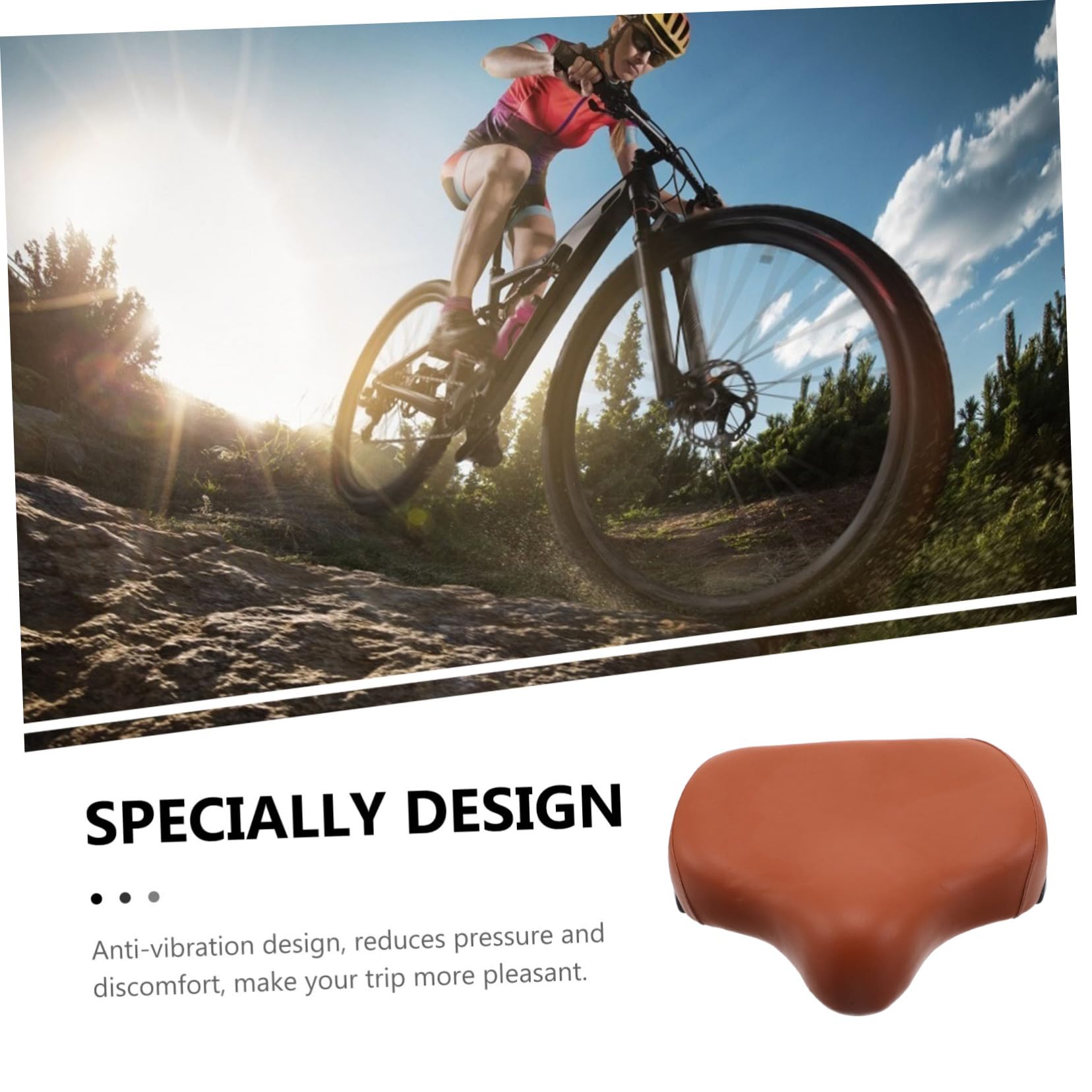 Mikinona Sella per Cyclette Marrone in Pu con Imbottitura in Spugna | Ricambio per Bici Fitness Indoor, Struttura Robusta, Accessorio per Allenamento Domestico