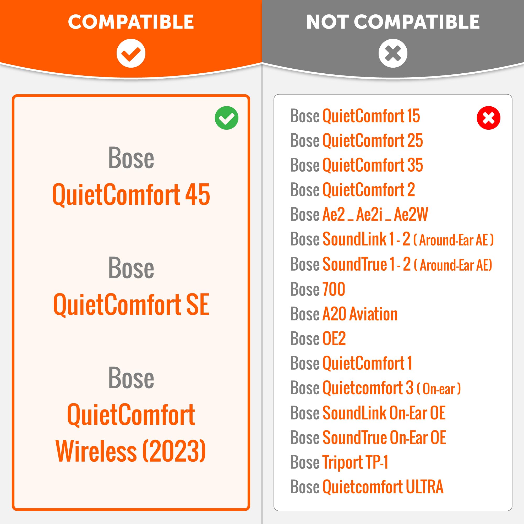 WC PadZ QC45 - Earpads for Bose QuietComfort 45 / QuietComfort Se/QuietComfort Wireless, Made by Wicked Cushions | Extra Thick Cushion | Premium Durable Stitching | Black