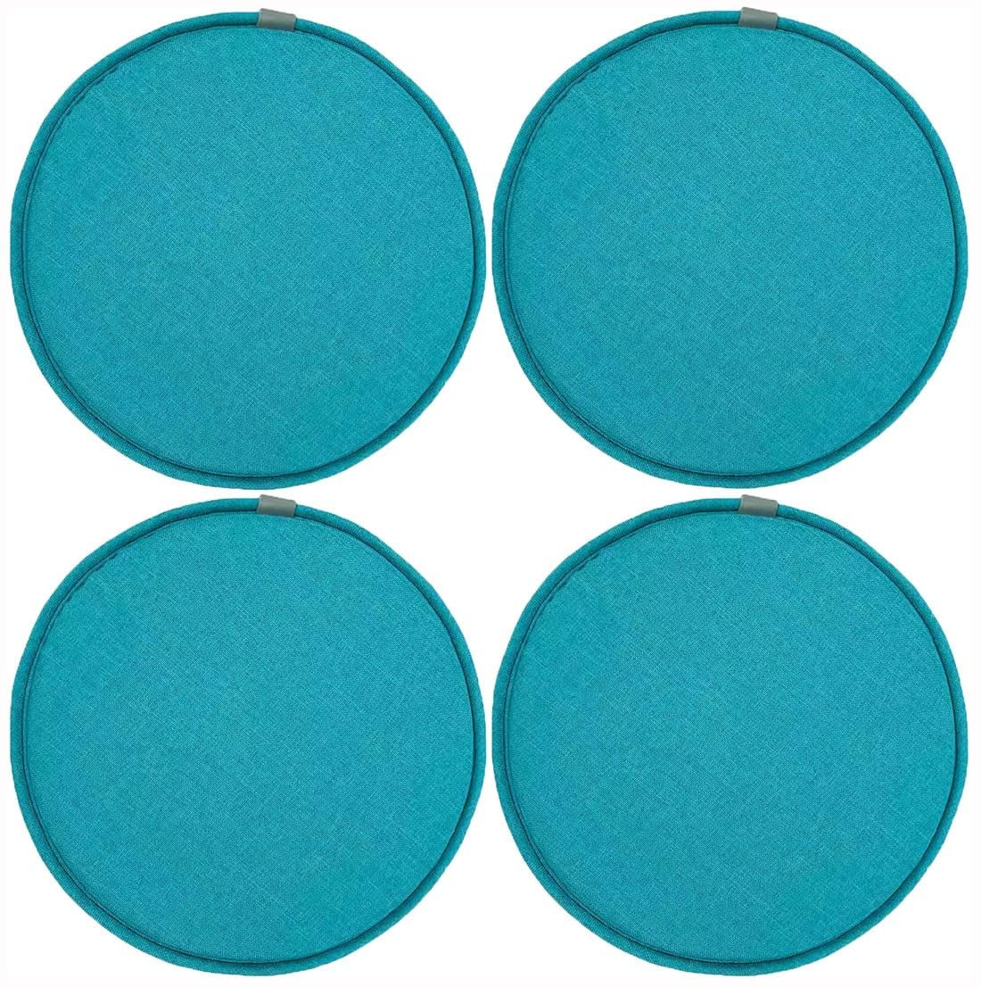 1/2/4 Packs Diameter 30cm/33cm/35cm/40cm/45cm Chair Pads, Round Non-slip Seat Cushion With Elastic Ties Hooks, High Resilience Sponge Dining Chair Cushion (Teal Blue, Size : 35 * 35cm(4packs) — image 1