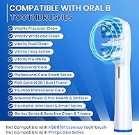 Vista 2 de Cabezales de cepillo de repuesto compatibles con Oral B, diseño de doble limpieza, cabezales de cepillo de doble limpieza, compatibles con cepillo