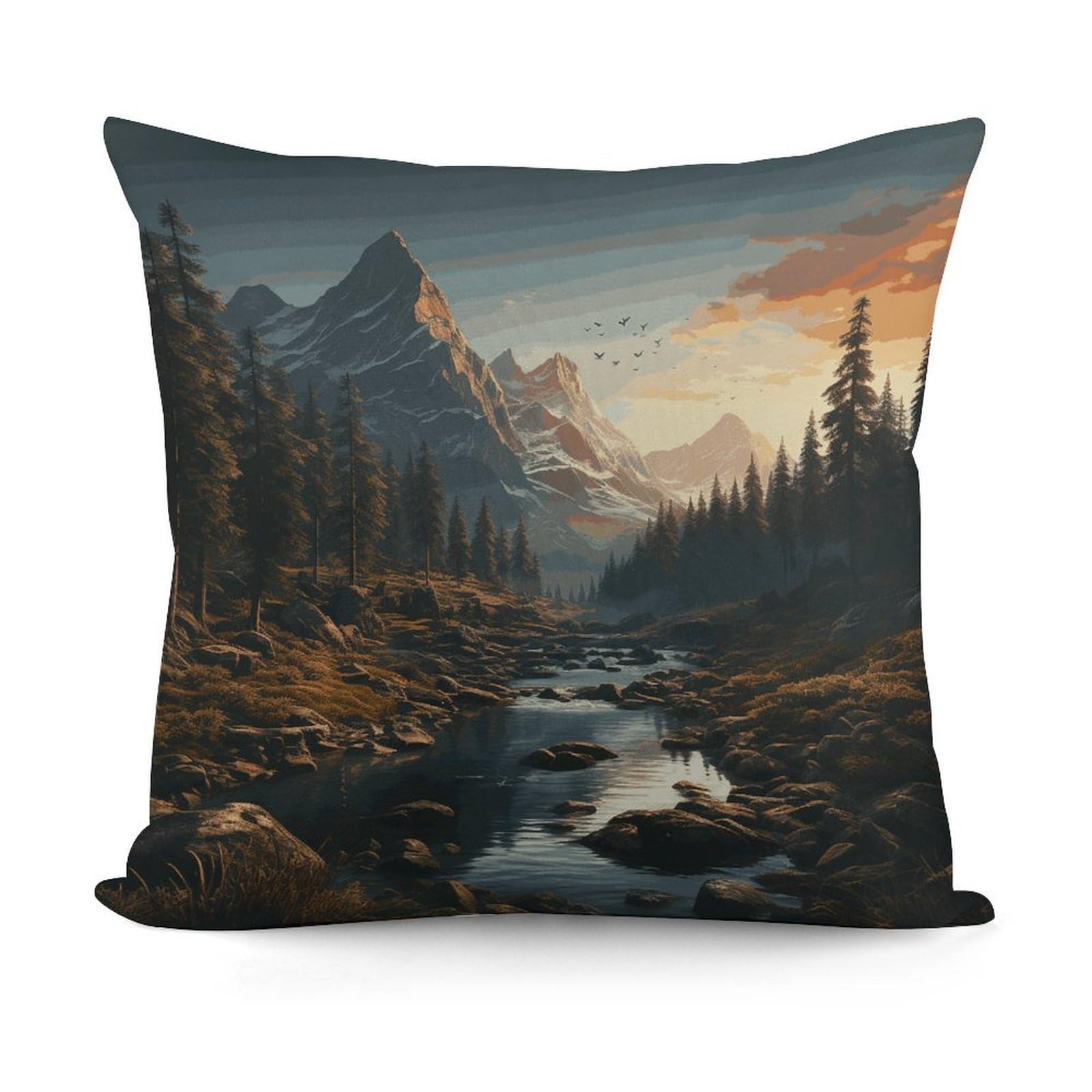 VstaDank Wilderness Pillow Covers Soft Plush Decorative Square Pillow Cover Modern Breathable Pillowcases Pillowcase with Invisible Zipper 18x18 Inches for Sofa Living Room