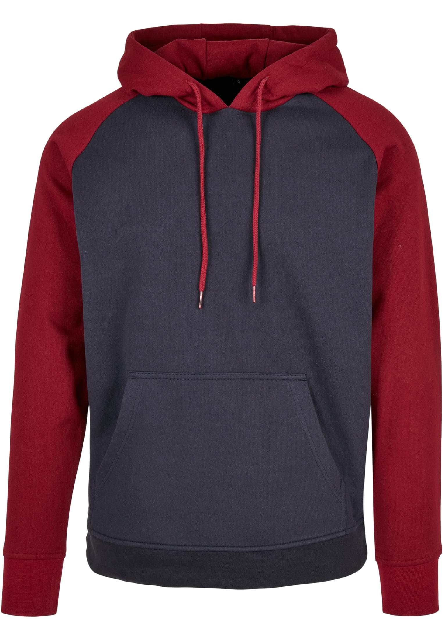 Build Your Brand Men's Basic Raglan Hoodie with Contrasting Sleeves, Sizes XS - 5XL - - L