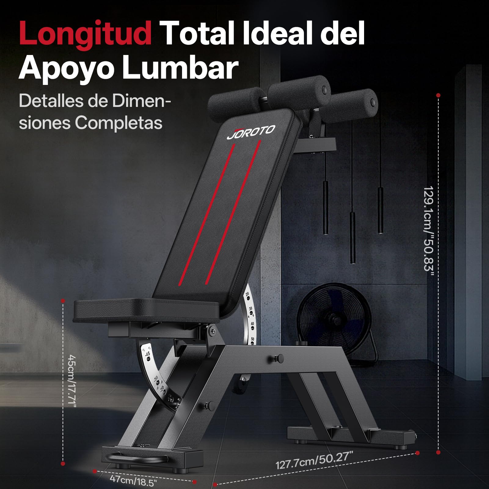 JOROTO MD70 Banco de Pesas Ajustable, Banco de Musculación Multifuncional con Carga Máx 400KG/880LBS, Respaldo 8 Posiciones y Asiento 5 Posiciones Ajustable, Banco Gimnasio para Entrenamiento Integral