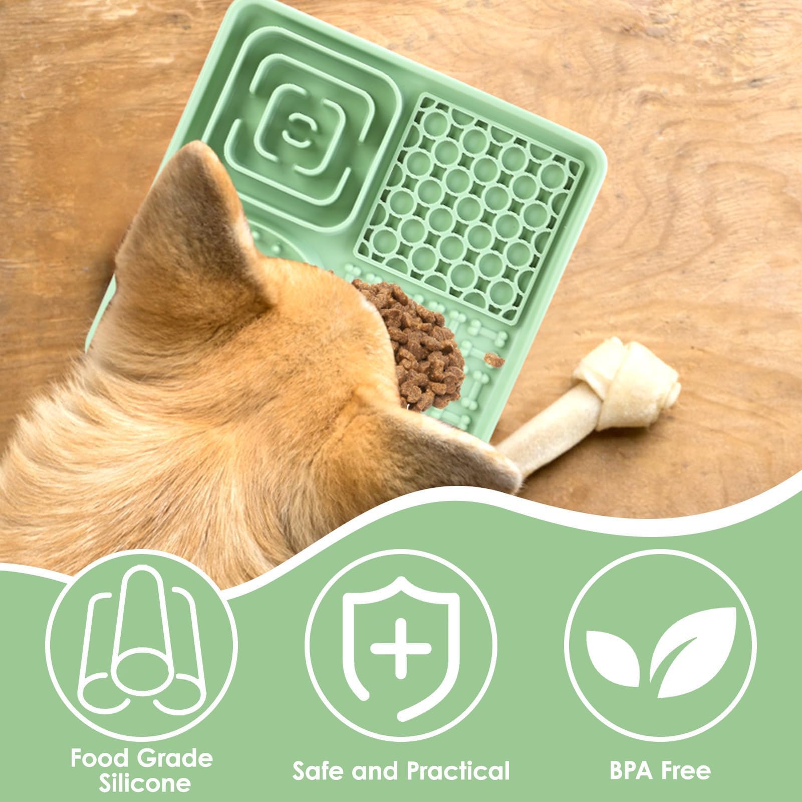 Tappetino Leccare Per Cani E Gatti Con Ventose – 20 Cm Lick Mat In Silicone, Senza BPA, Con Spatola E Spazzola Per Bagno E Toelettatura
