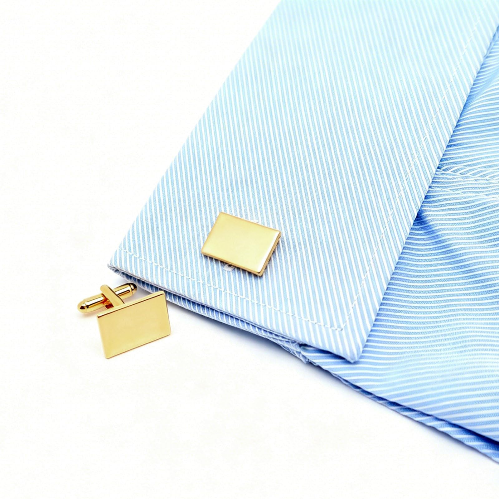 Classique Rectangle Brillant Métal Boutons de Manchettes Homme en Coffret Cadeau Cufflinks Bijoux pour Mariage Affaires Chemise Robe Cadeau Anniversaire