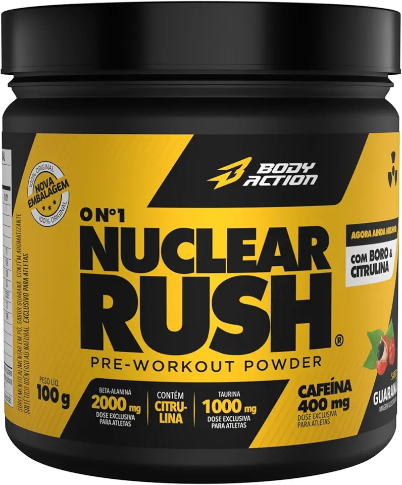 Pré Treino Nuclear Rush 100g Sabor Guaraná Bodyaction