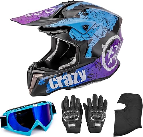 Miniatura 9 de OUMURS Casco de ATV Bicicleta de Tierra para Adultos con Gafas Guantes y Máscara Hebilla de Liberación Rápida Visera Solar Ajustable Casco de