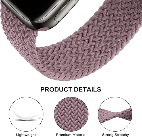 Miniatura 4 de Paquete de 4 correas trenzadas Solo Loop compatibles con Apple Watch de 1.929 in 1.772 in 1.732 in 1.654 in para mujeres y hombres, correas