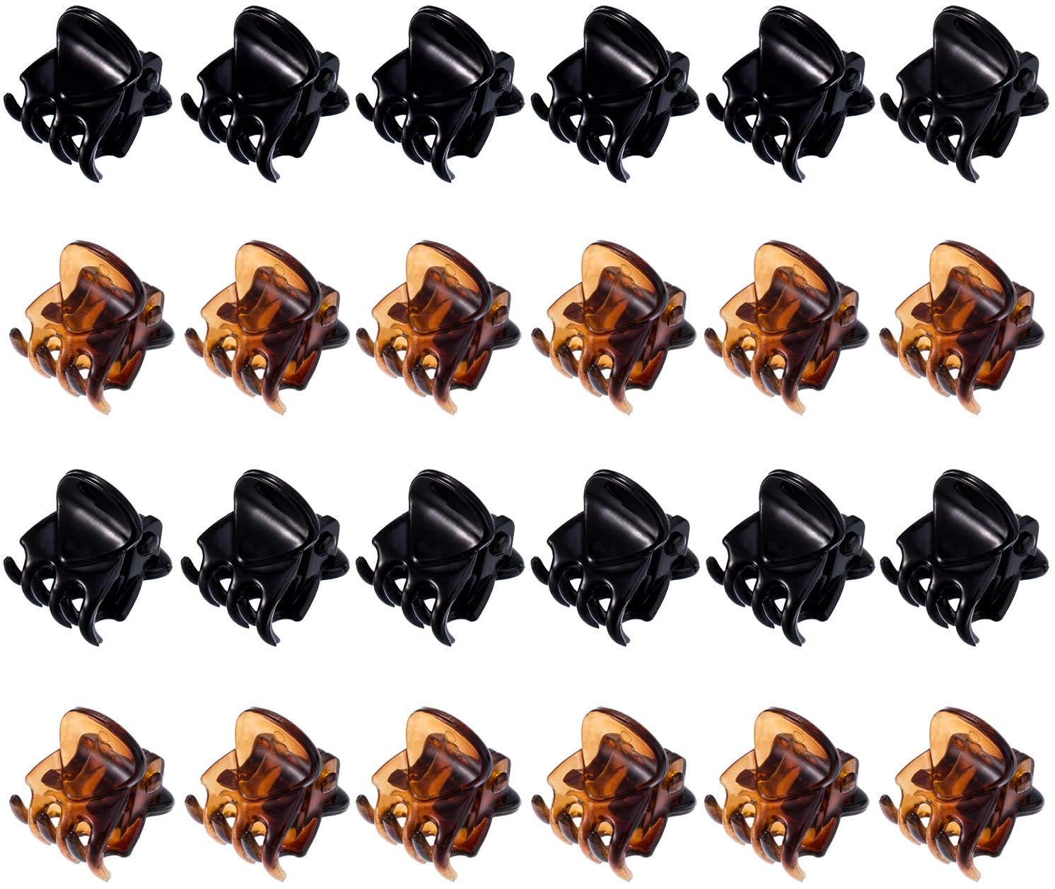 Mini Clips de Pelo,Agarre de Pelo de Plástico 24 Piezas Clips de Cabello Pequeños Pinza de Mordaza Pequeña para Niñas y Mujeres (Negro y Marrón)
