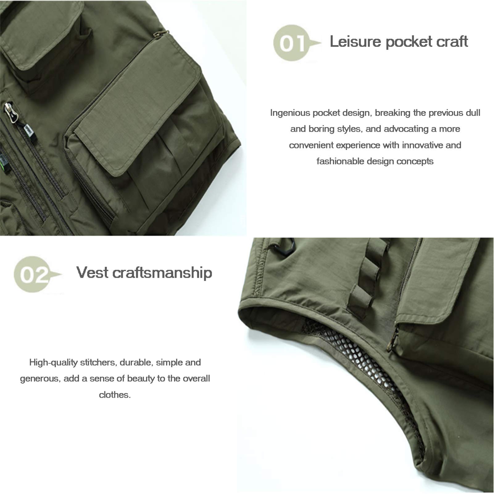 Hommes Dames Sport Utilitaire Gilet Gilet Gilet extérieur pêche à séchage Rapide Photographie décontracté évider Mince Multi-Poches Gilet Veste sans Manches Veste Gilet