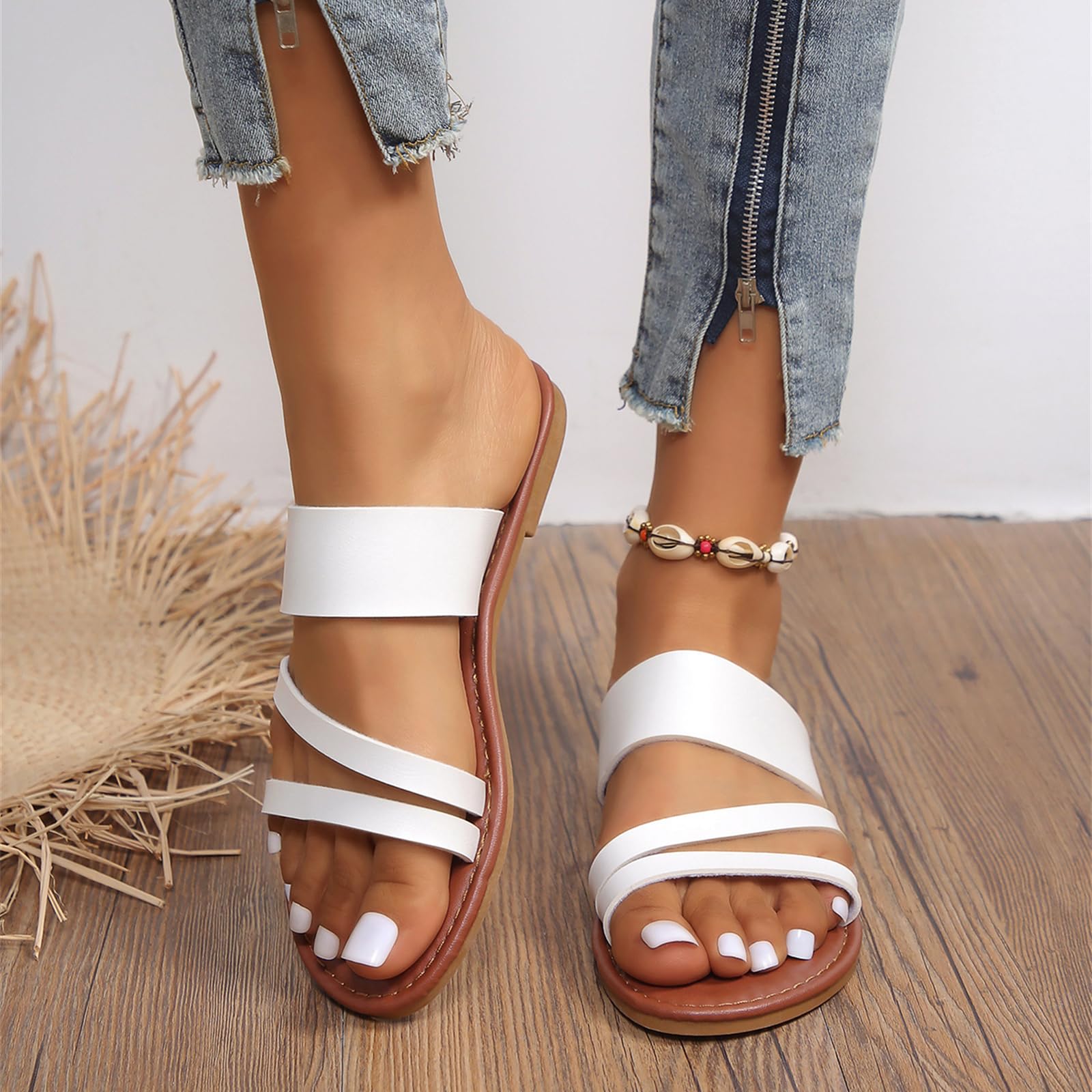 Amazon.com: ZKXYFFS Women's Dressy Summer Cross Strappy Slide