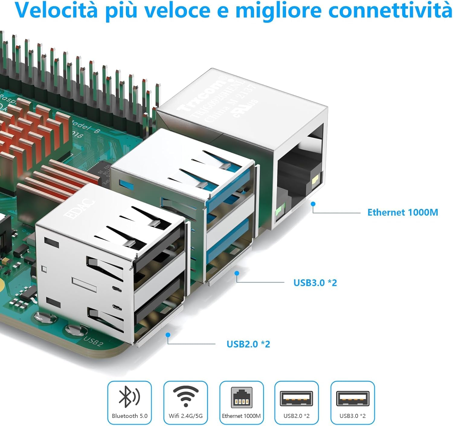 iRasptek Starter Kit For Raspberry Pi 4B 4GB RAM - Edizione 64GB SD, Noobs Preinstallato