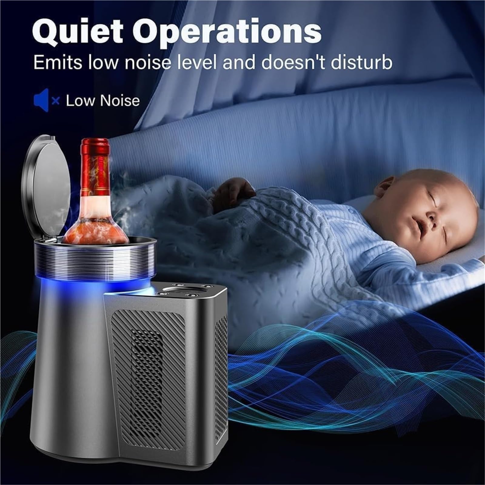 Enfriador de vino eléctrico para botellas individuales, enfriador de bebidas portátil de acero inoxidable, control LCD de 2 a 20 °C, ideal para fiestas, hogar, viajes, coche, capacidad de 750 ml