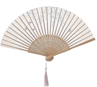 Zerodis 竹製折りたたみ式タッセルファン 手軽に行けます 花柄デザインで開閉スムーズ パフォーマンス用ファン 夏の涼アイテムに適しています ステージショー、日常使い、オフィスインテリア