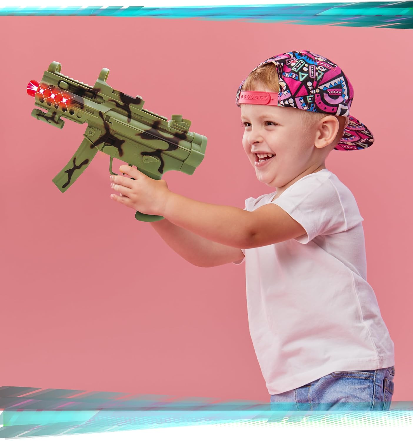Mozlly Light Up Sonic Military Toy Gun - Light Up Guns for Kids with Sound, Military Camouflage Ranger Force Army Toy Gun, Great Party Favor Gun Toy and Costume Prop - 11.5 Inch, Color May Vary - Image 7