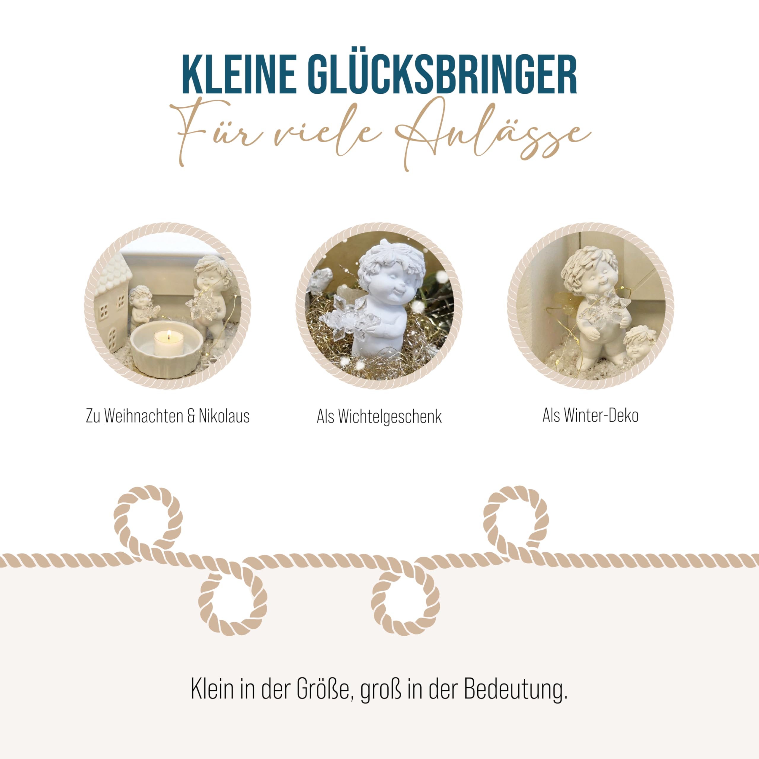 IGOR Engel mit Eiskristall, 4er Set: Mini Schutzengel Figuren, Weihnachtsengel Deko, Engelsfiguren, Weihnachtsdeko, Kleine Dekoengel, Dekofiguren Weiß, Geschenk Weihnachten, Glücksbringer Klein, 7 cm