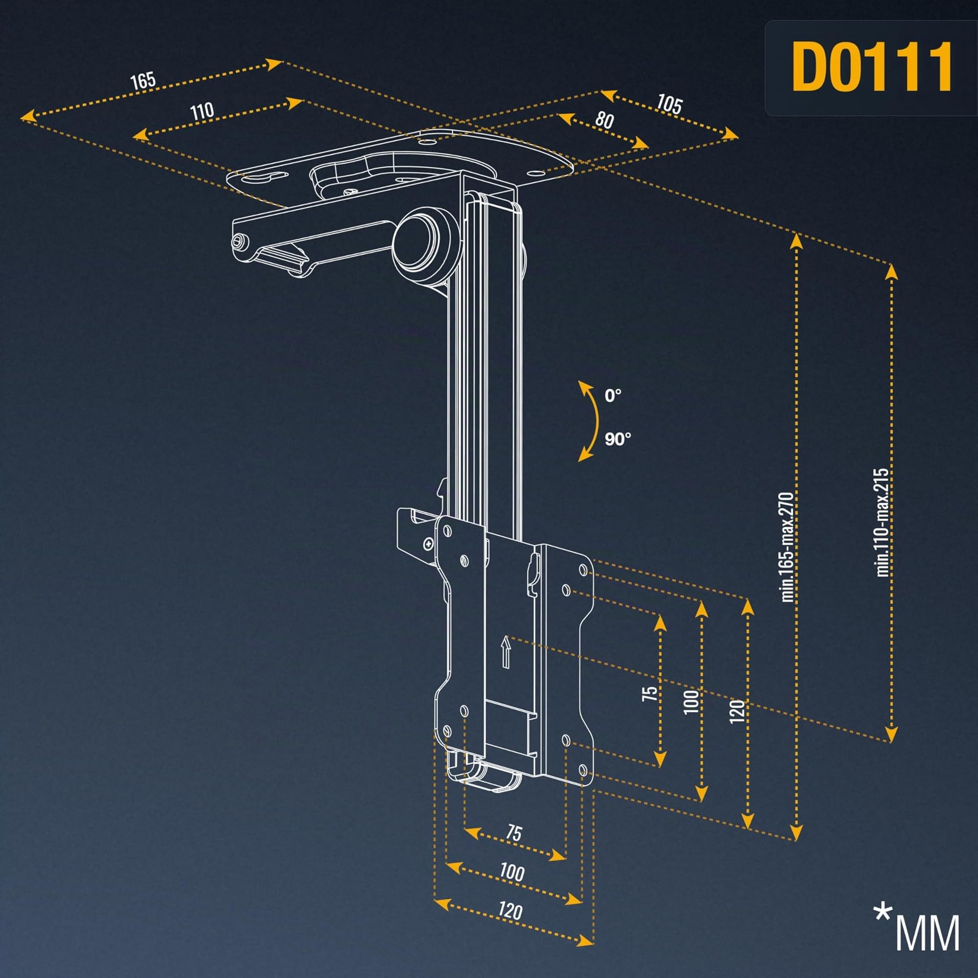 RICOO D0111 Support Écran PC TV Plafond 13 17 19 22 24 27 28 32 Pouces Orientable Pliable Hauteur réglable QLED OLED LED LCD VESA 75x75 100x100