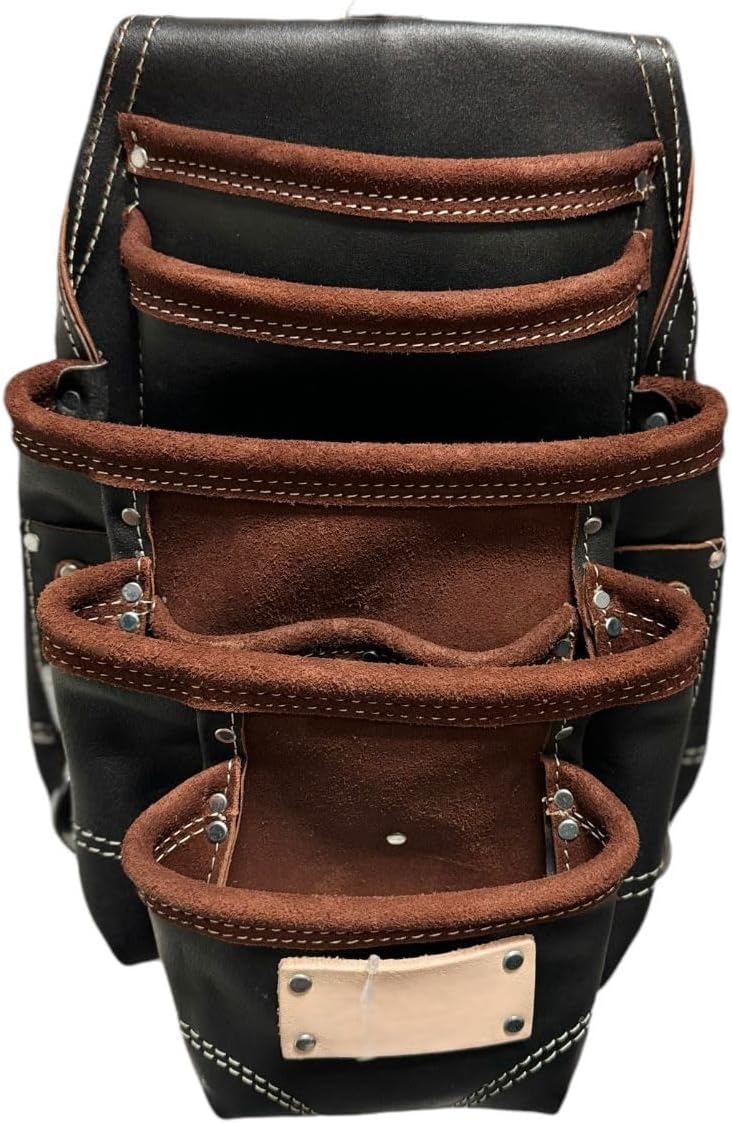 Heavy Duty Tool Pouch | Carpenters Tool Pouch, Oil-Tanned, 10 Pockets, 2 Hammer Holders, Reinforced Seams