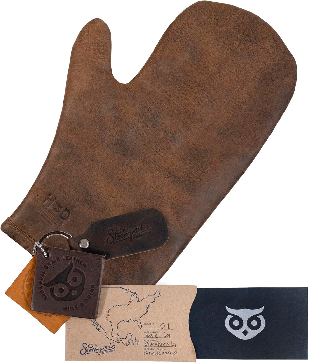 Hide & Drink, Oven Glove, Cookware, Heat Protection, Kitchen and Bakery Supplies, Home Essentials, Full Grain Leather, Handmade, Bourbon Brown