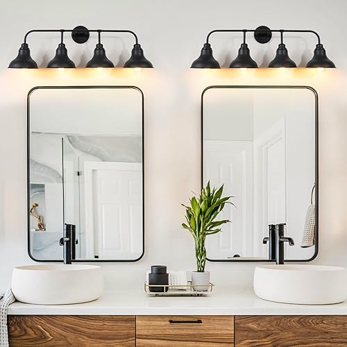 Miniatura 3 de BD017-4-BK BD017-4-BK - Lámpara de tocador grande de 34.25 pulgadas, 4 luces de tocador sobre el espejo, accesorios de iluminación de baño negros