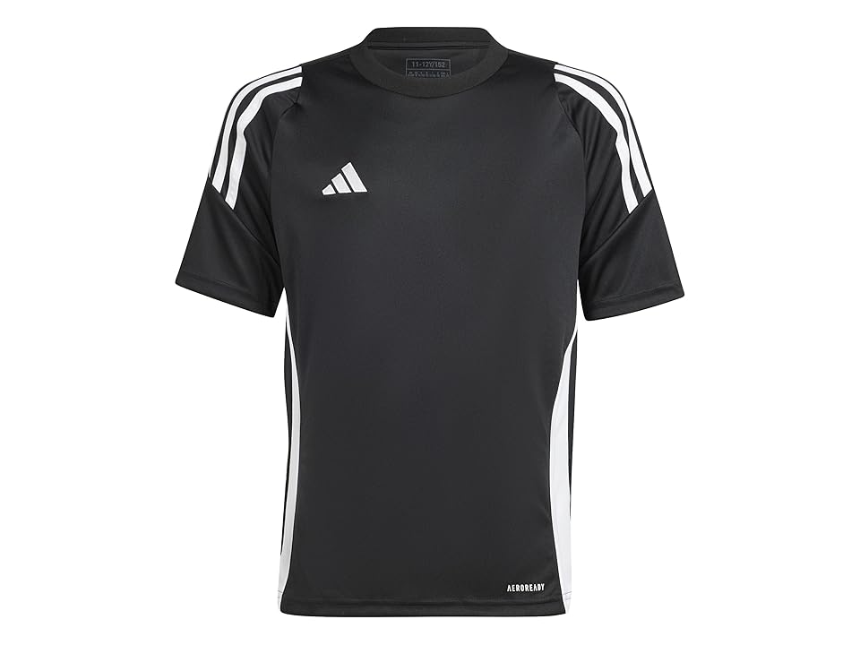 adidas Kids Tiro24 Jersey (Little Kids/Big Kids) (Black/White) Kid's Clothing INTERNATIONAL SHIPPING