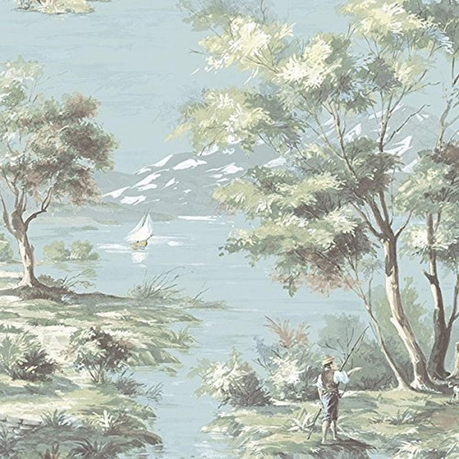 Manhattan Comfort NWMH36512 Double Roll of Decorative Vinyl Wallpaper, Light Blue