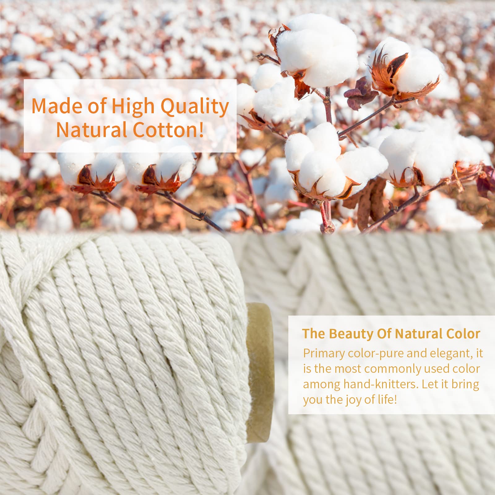 Uiopa Corda Macrame 2mm x 200m, Filo Macrame Natural Cordoncino Cotone Corda Colorata, Cordino per Borse Uncinetto, Arazzo da Parete, Cesto di Piante Appeso, Decorazioni Fai Da Te (Bianco