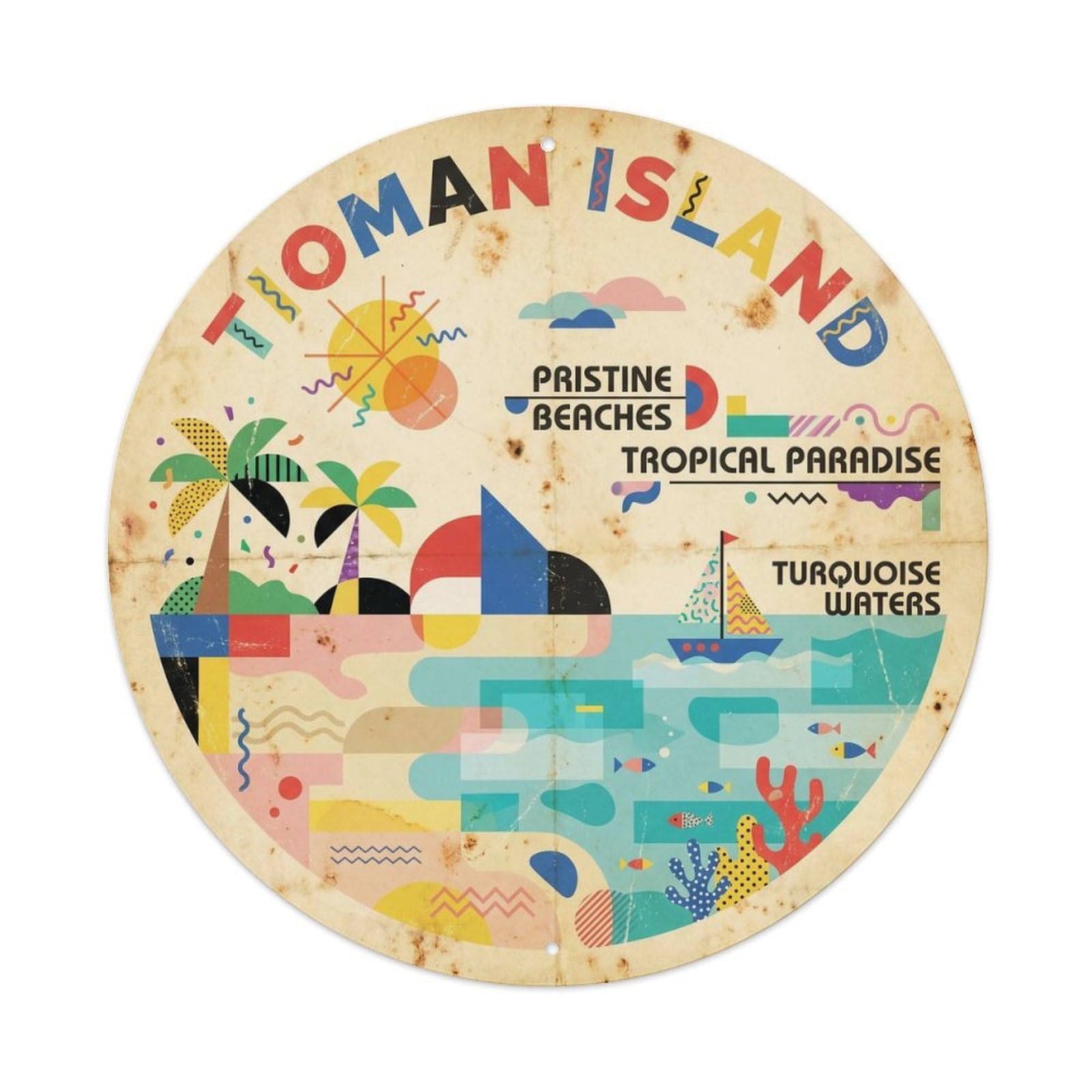 Tioman Island Resort Retro Geometry Travel Metal Tin Sign