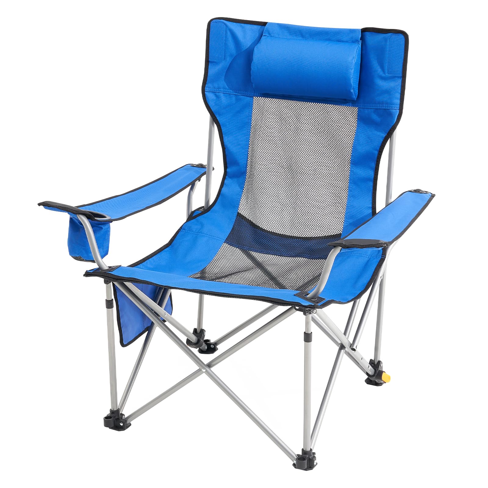 Chaise de camping inclinable pour la pêche et les activités en plein air bleu