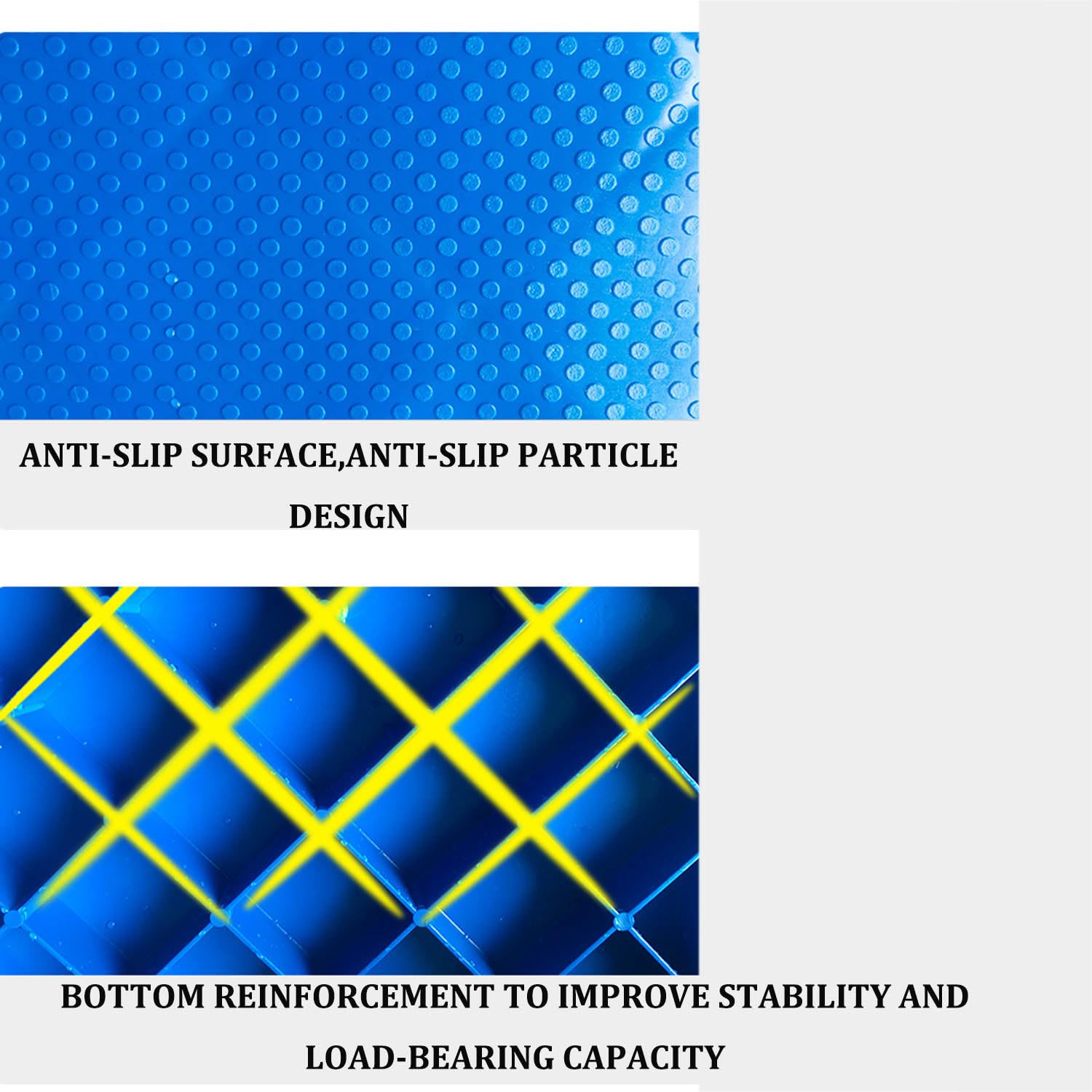 Pallet in plastica - Scaffale di stoccaggio Leggero e impilabile per Magazzino, Pallet da Pavimento in polietilene Resistente e Facile da impilare, Soluzione di stoccaggio Ideale (Blu 50x40x12 cm)