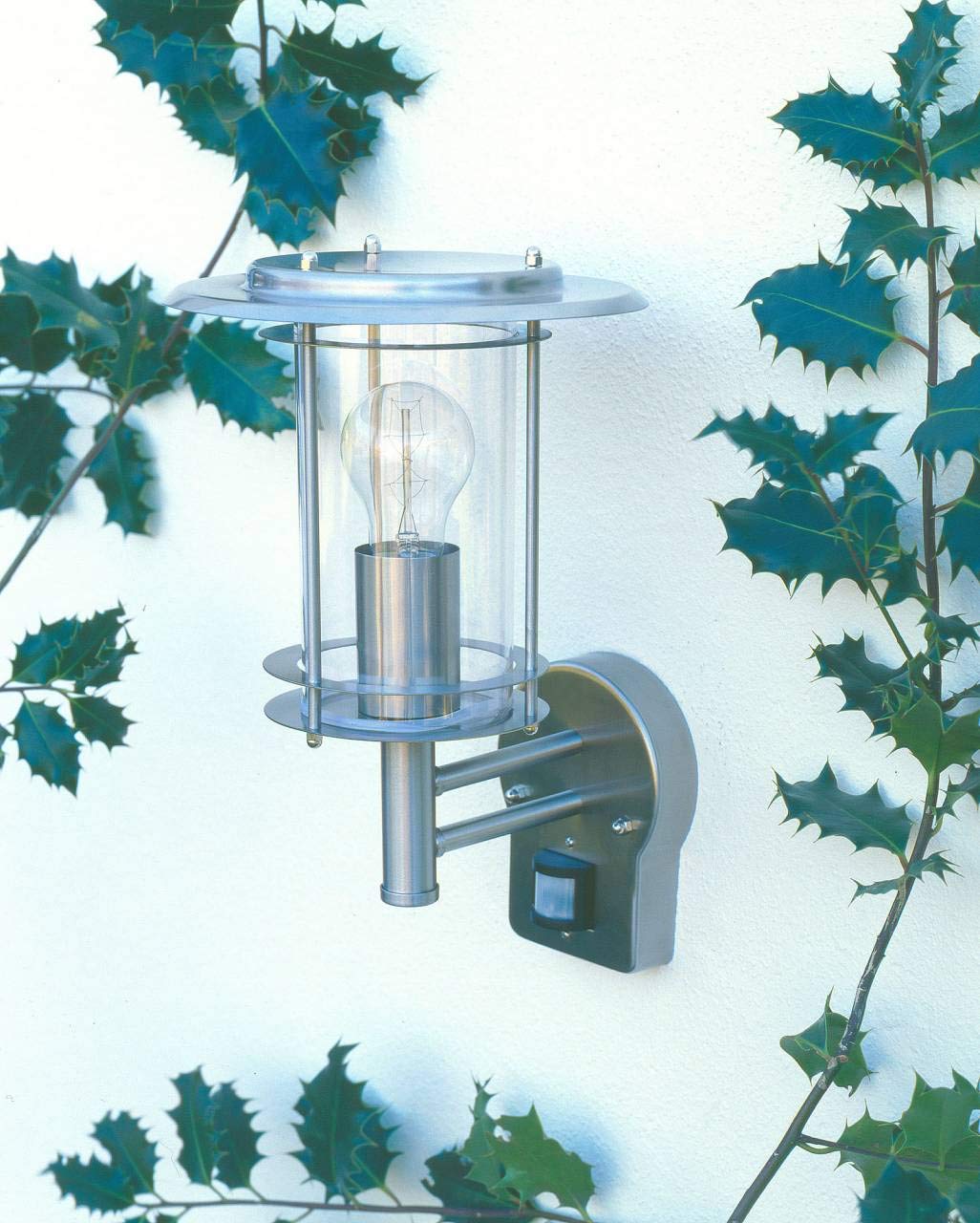 Brilliant Lampe murale d'extérieur debout avec détecteur de mouvement en acier inoxydable | 1 x A60, E27, 40 W, pour lampes normales, classe de protection IP : 44 – Protection contre les projections