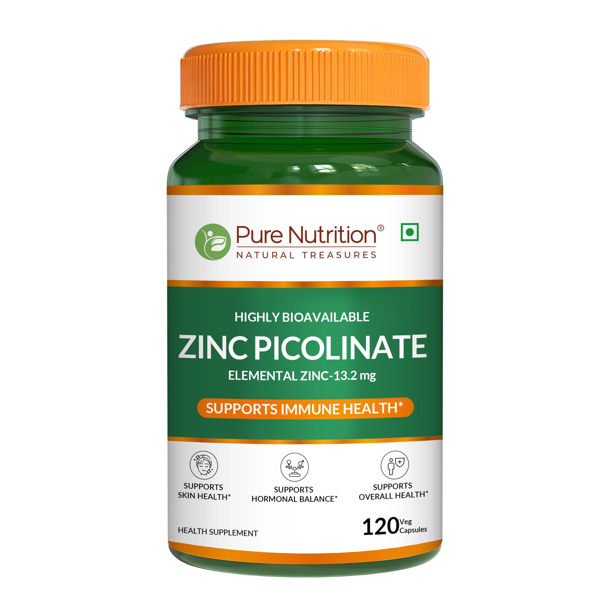 Pure Nutrition Zinc Picolinate | 120 Veg Capsules | Highly Bioavailable Elemental Zinc 13.2mg | Supports Immune Health, Skin, Hormonal Balance & Metabolism | Daily Zinc Supplement-image-32