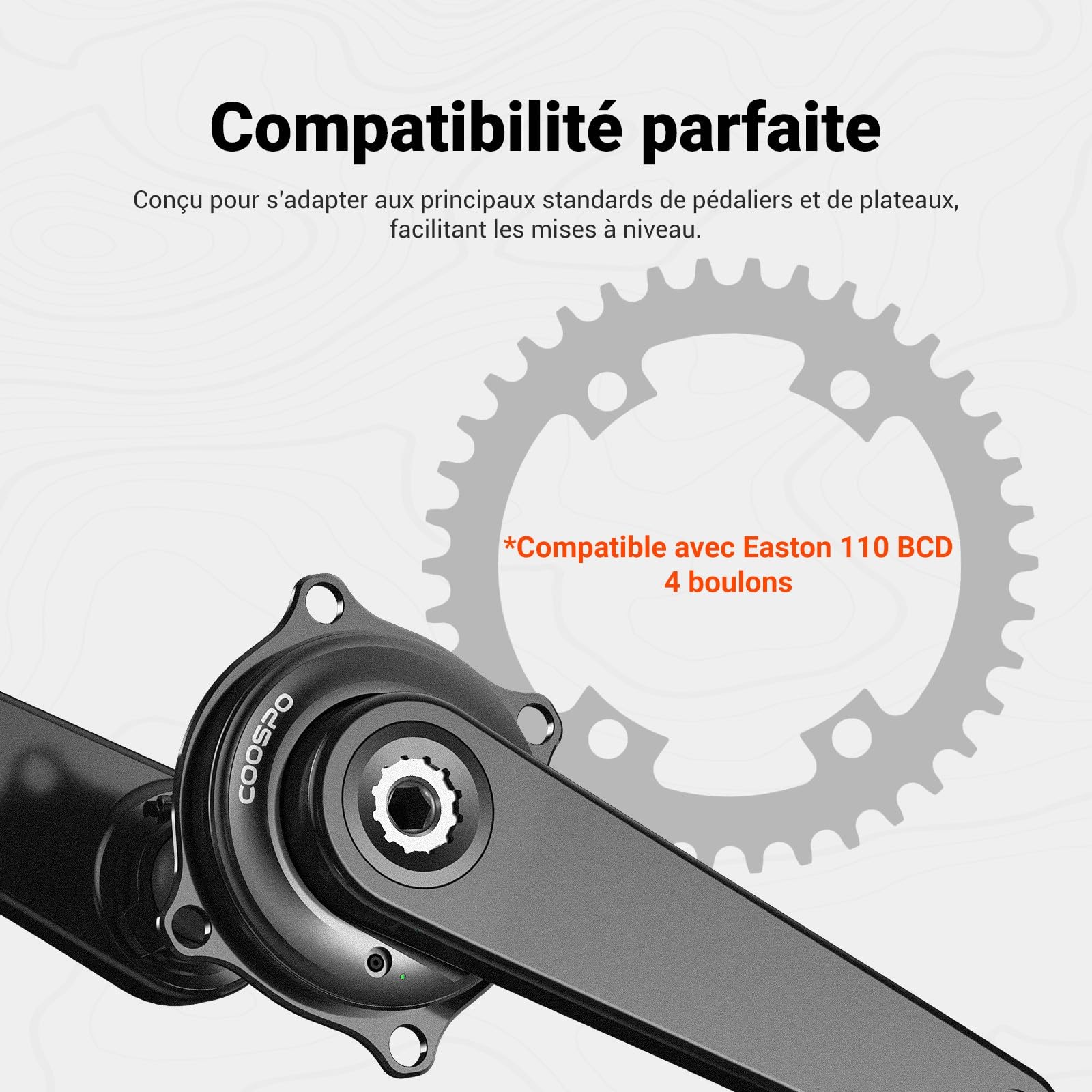 Capteur de Puissance COOSPO S10 Spider pour Pédalier Easton 110 BCD 4-Boulons – Mesure de Puissance Double Face Précision, Compatible Bluetooth/Ant+, Léger pour Vélo de Route & VTT
