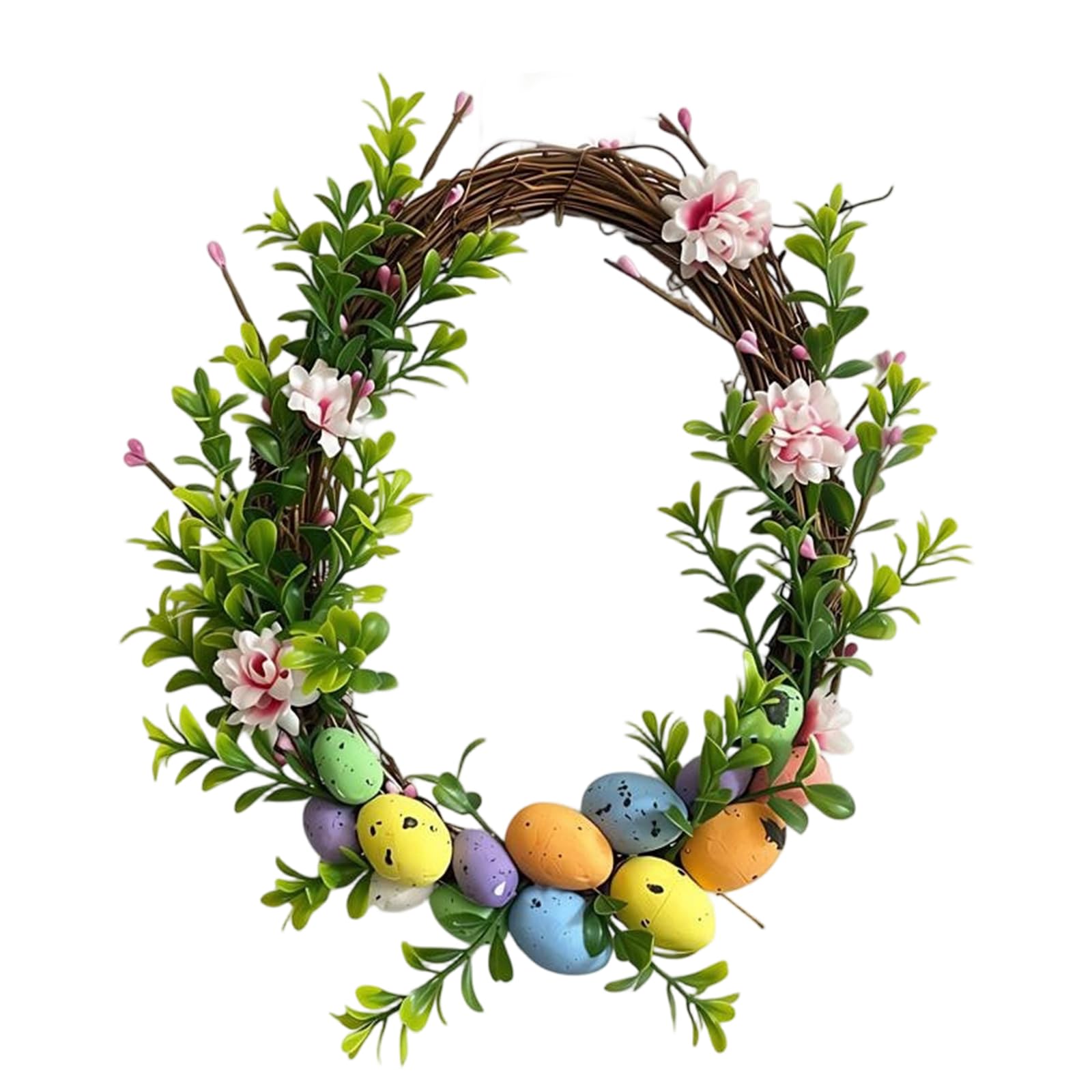 Nrgqaxm Multicolor Easter Wreaths For Front Door, Easter Wreath With Colorful Flowers And Decorative Eggs Easters Door Wreath For Spring Home Festival Decors Easters Decorations For Home Party Celebrations