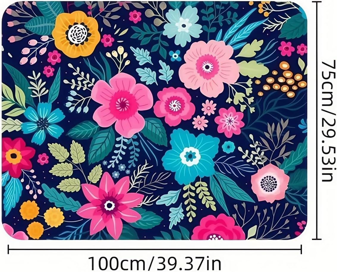 Universal Car Trunk Mat 29" x 39", Pink-Blue Flowers All Weather Trunk Protection Cargo Liner, Durable Cargo Mat Rear Trunk Liner, Stylish Vehicle Interior Accessories Suitable for Most Car Models