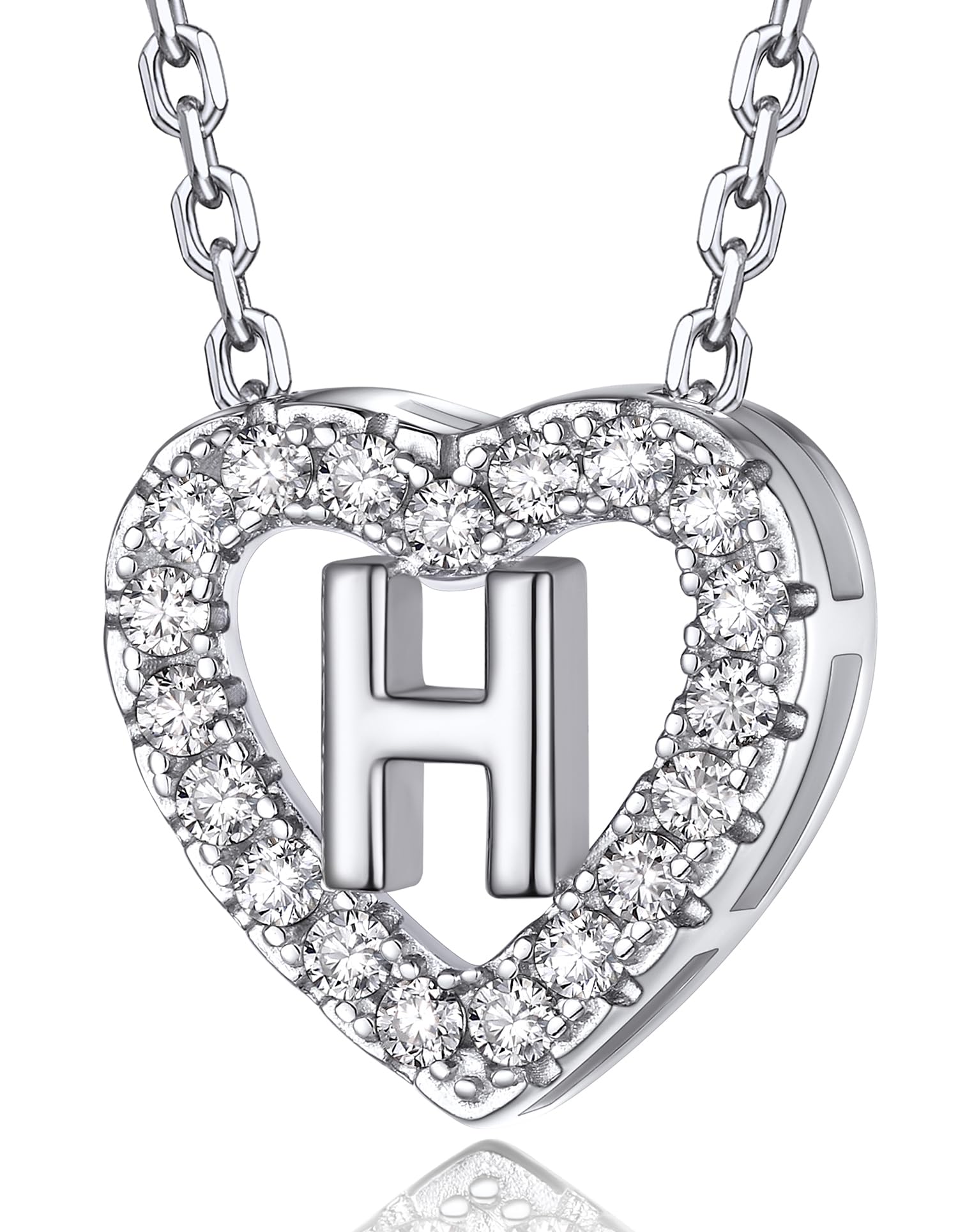 MomentWish Herz Kette mit Buchstaben A-Z Anhänger, Moissanit Diamant Initialen Halskette Damen,Personalisierte Geburtstagsgeschenk für Frauen Damen Weihnachtsgeschenke