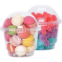 8 oz Clear Plastic Dessert Cups with Dome Lids 25Sets - Disposable Snack Bowls No Hole for Cereal Parfait, Yogurt, Cupcakes, Pudding, Jello and Individual Desserts at Party