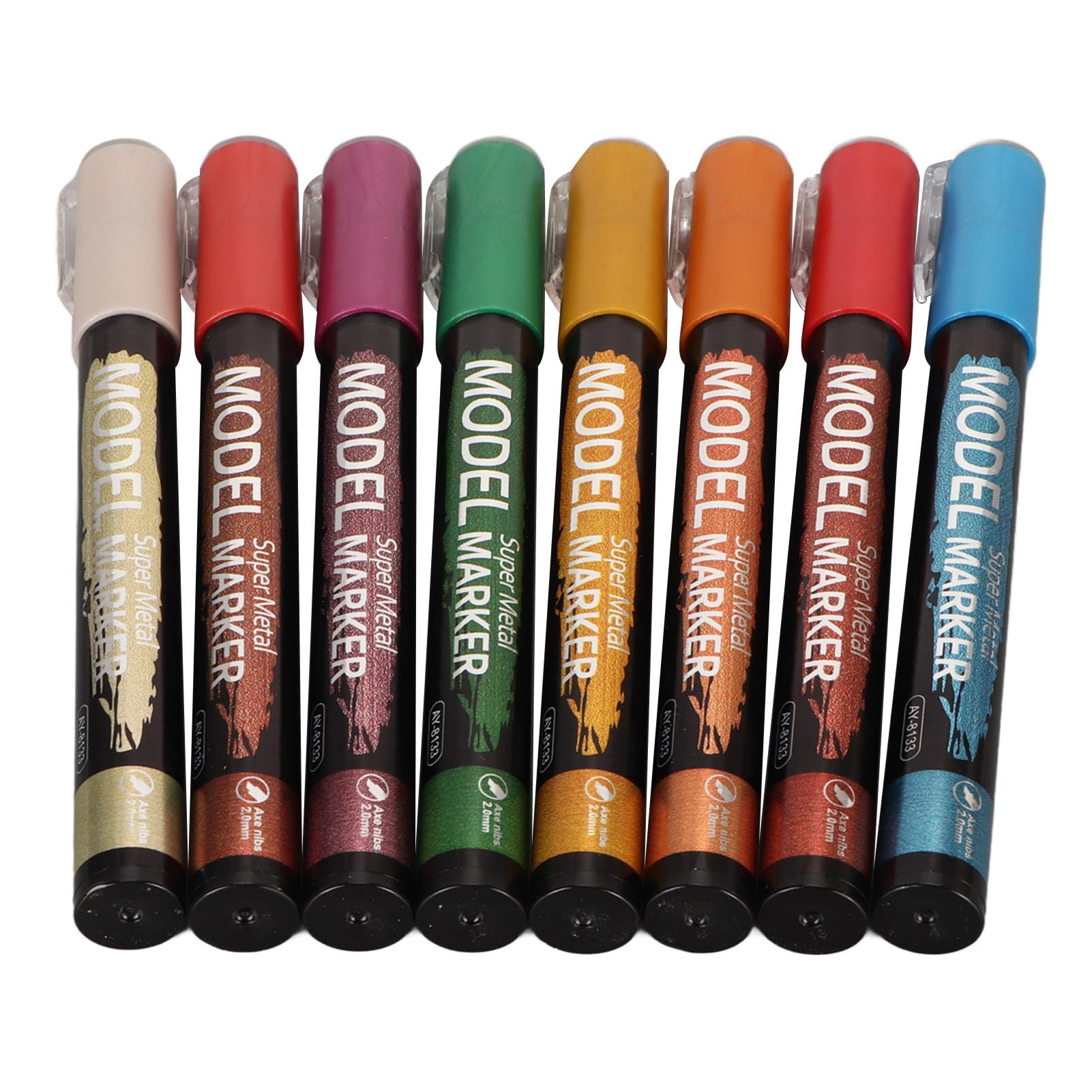 Set di 8 pennarelli metallici, pennarelli per pittura metallizzata, pennarelli per pittura metallizzata multiuso impermeabili Colorfast con punta fine per la riparazione di