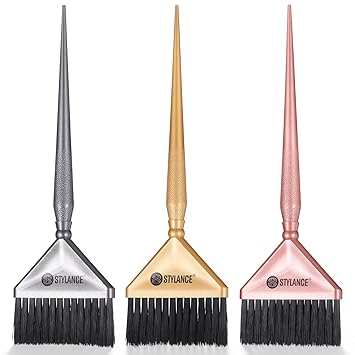 3Pcs Hair Color Brush Hair Dye Brush Tint Brushes Hairs Coloring Brushes Color Applicator Brushs Salon Stylist Hairs Coloring Tool for Salon Home, Silver, Rose Gold, Gold, Professional